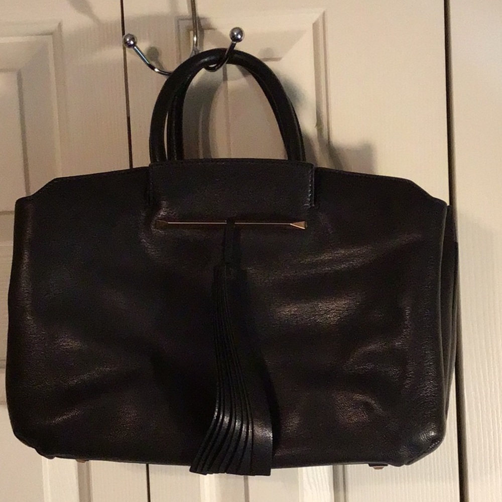 WEEKEND SALE! Brian Atwood Black Leather Tote with Tassel